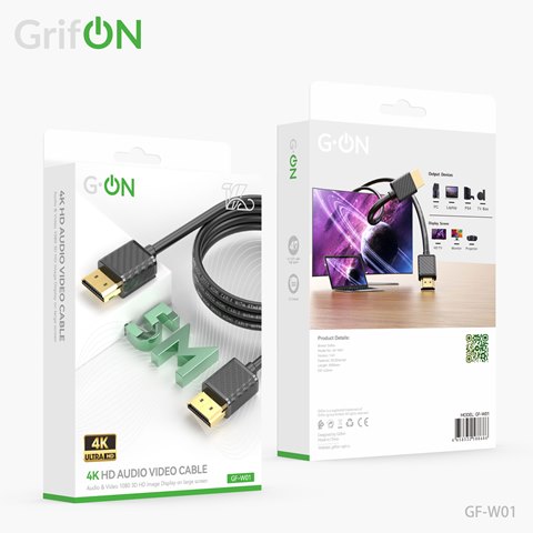 Кабель HDMI-HDMI GrifON GF-W01 4K 5m чёрный