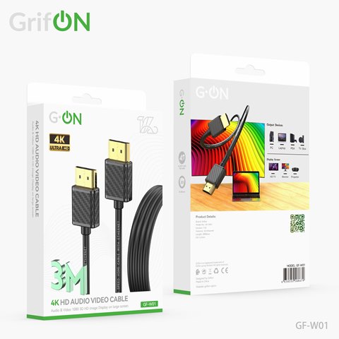 Кабель HDMI-HDMI GrifON GF-W01 4K 3m чёрный