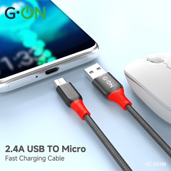 Кабель USB/Micro G-ON GC-U03 (тканевый)1м чёрный