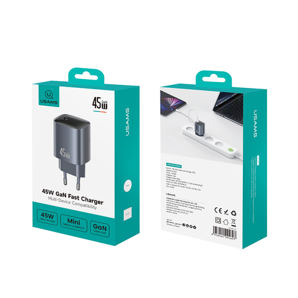 СЗУ USAMS US-CC323 45W USB-C GaN серый